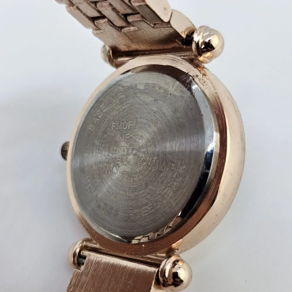 Folio Women's Watch 33MM White Dial Gold Bracelet Band ‎ 7